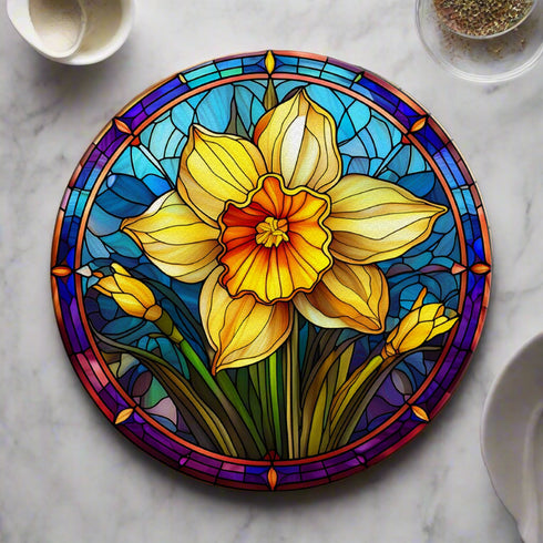 Daffodil Circular Glass Suncatcher Worktop Saver